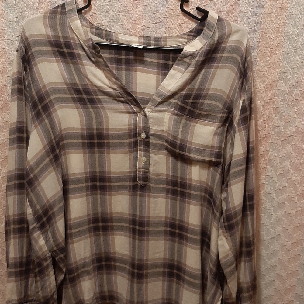 Green & Purple Plaid Longsleeve Autumn Button Up Oversized Fit Pumpkin Patch